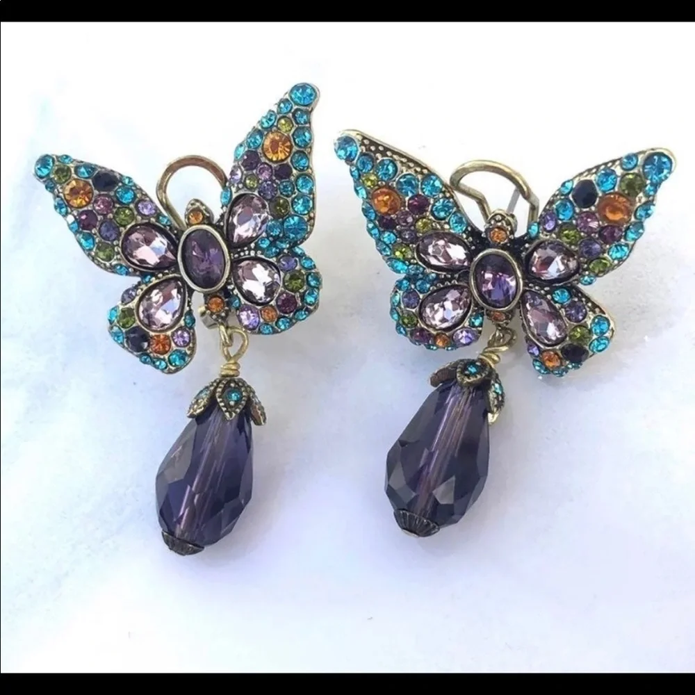 Heidi Daus “Monarch Magic” Crystal Butterfly Earrings - Picture 1 of 3